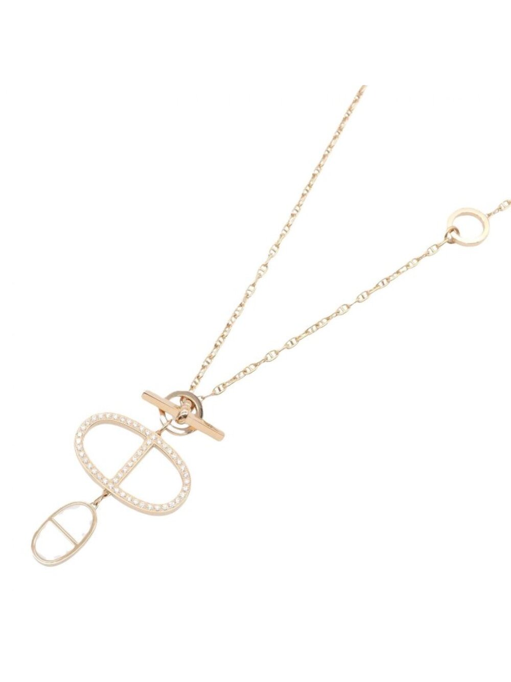 Hermes Necklace Chaine D'ancre Verso GM Diamond Ceramic 18k Pink Gold